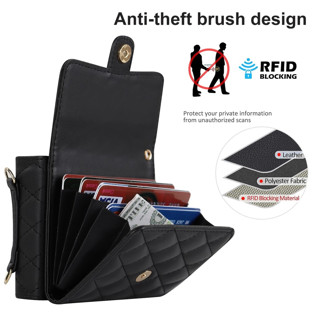Plånboksväska RFID-skydd Samsung Galaxy Z Flip 5 Quilted svart