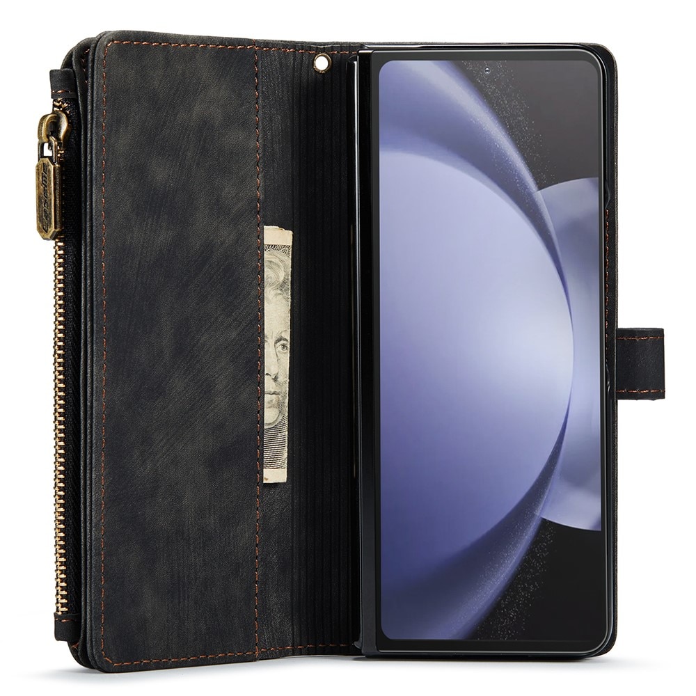 Zipper Plånboksfodral Samsung Galaxy Z Fold 5 svart