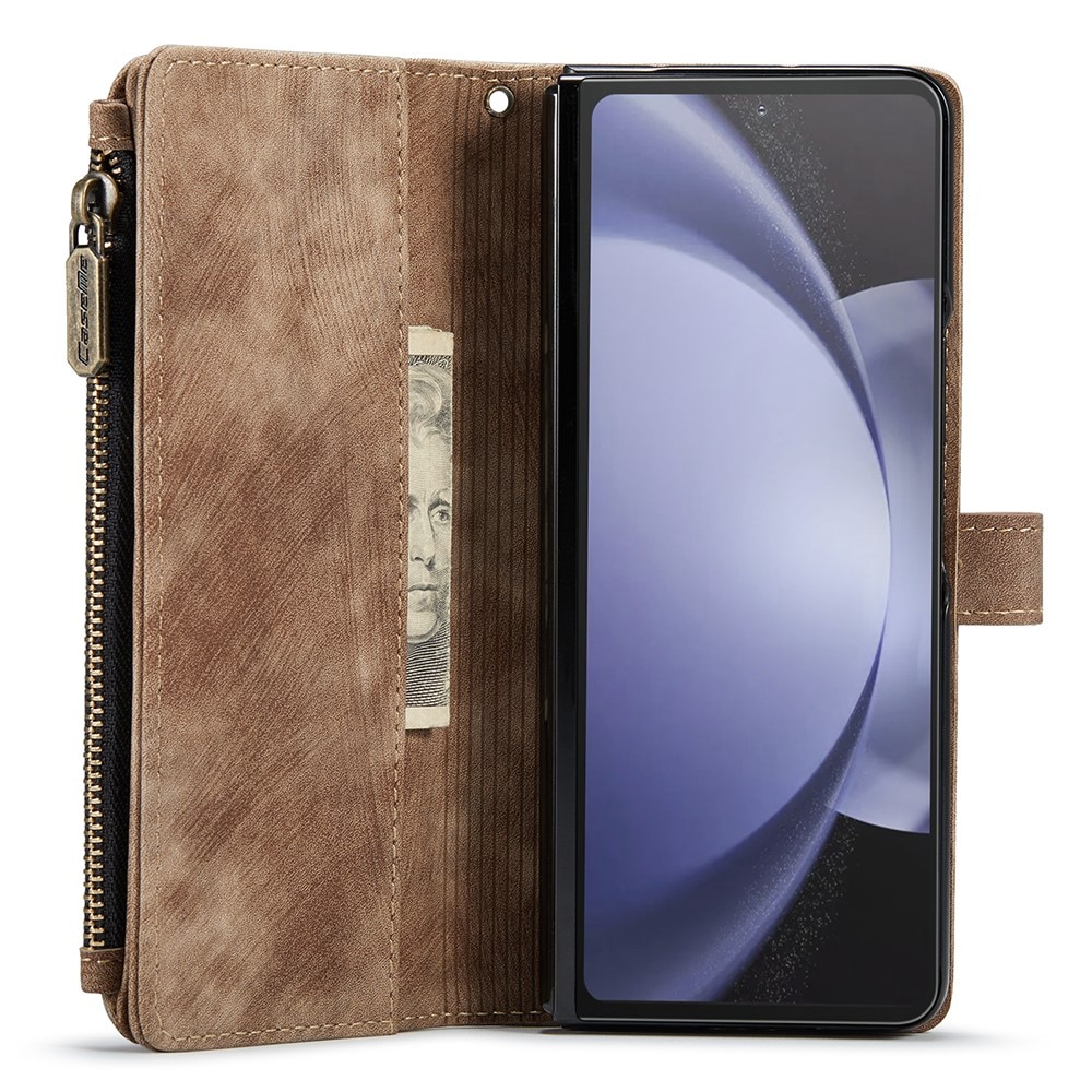 Zipper Plånboksfodral Samsung Galaxy Z Fold 5 brun