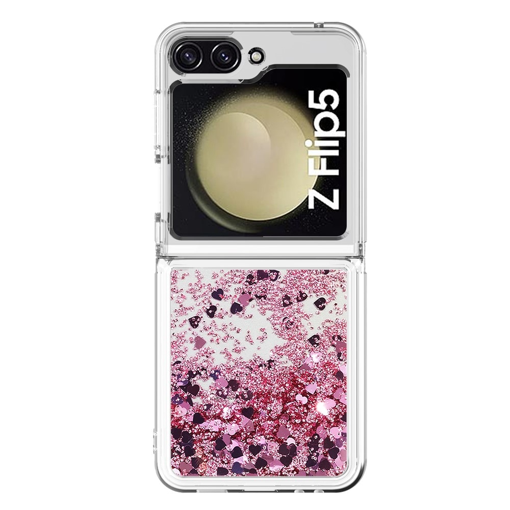 Glitter Powder TPU Skal Samsung Galaxy Z Flip 5 rosa