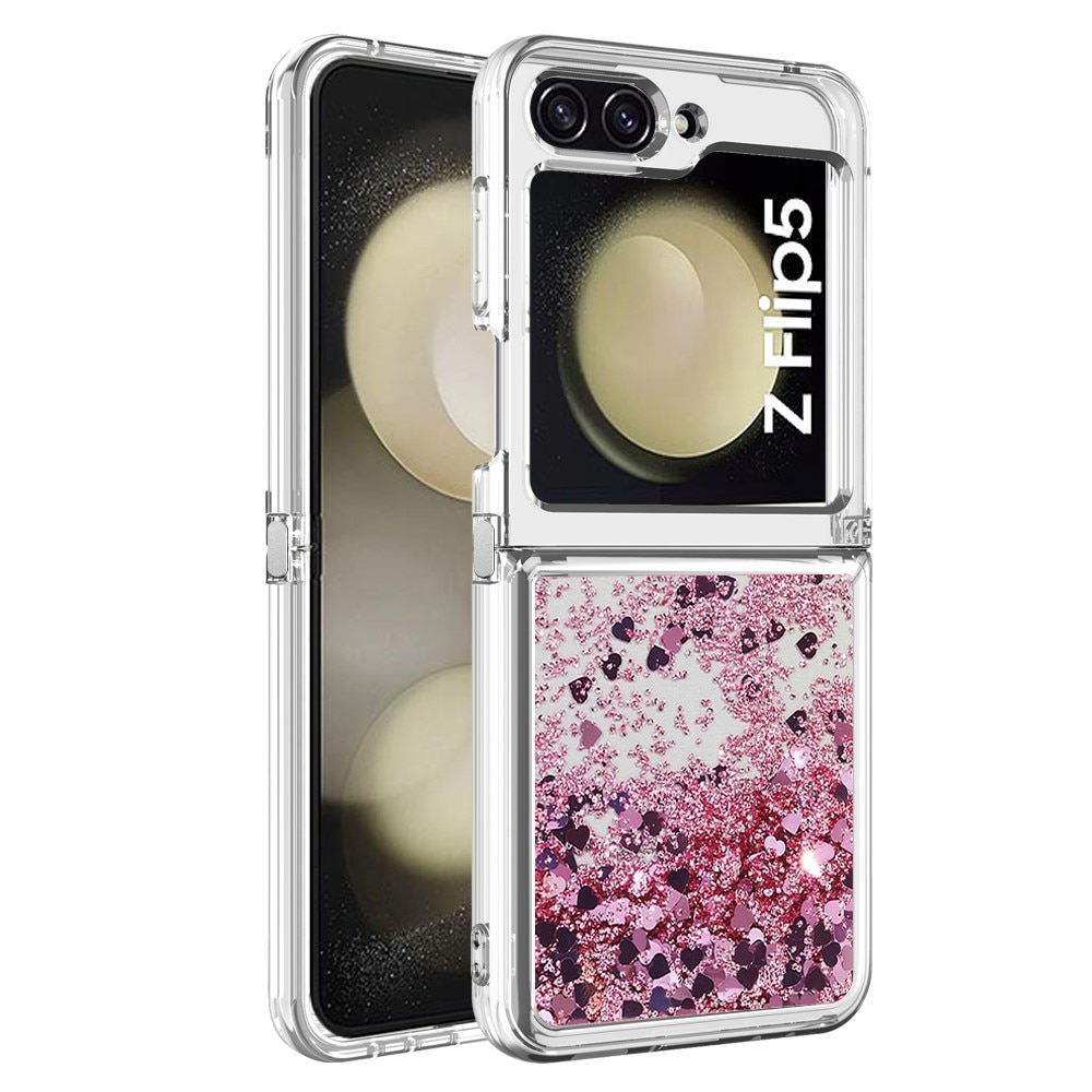 Glitter Powder TPU Skal Samsung Galaxy Z Flip 5 rosa