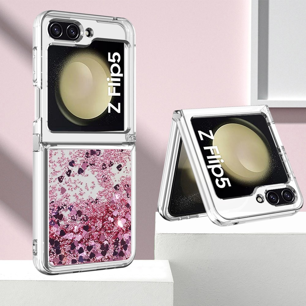 Glitter Powder TPU Skal Samsung Galaxy Z Flip 5 rosa