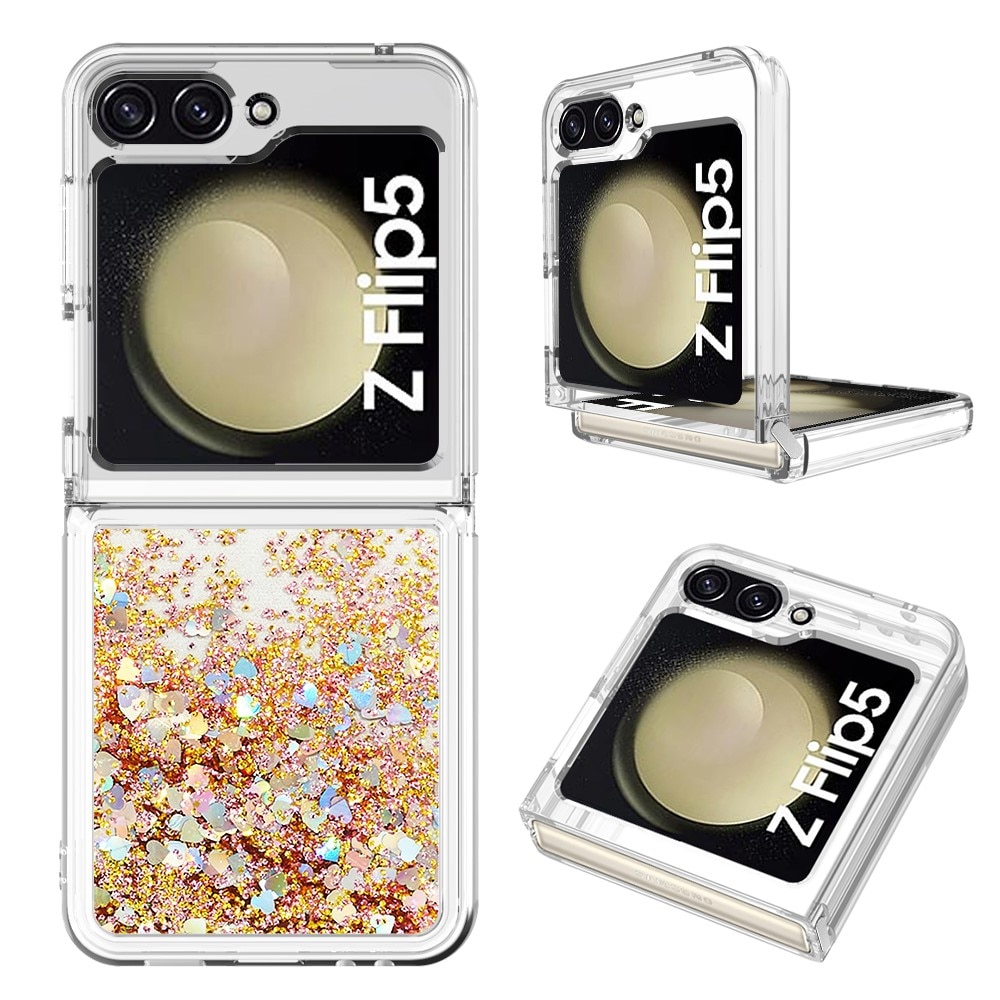 Glitter Powder TPU Skal Samsung Galaxy Z Flip 5 guld