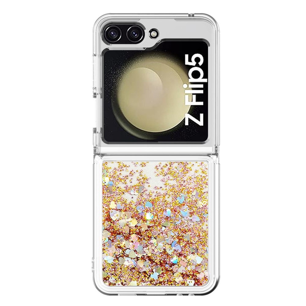 Glitter Powder TPU Skal Samsung Galaxy Z Flip 5 guld