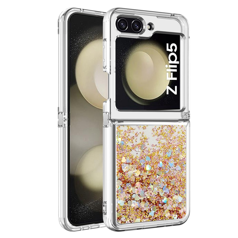 Glitter Powder TPU Skal Samsung Galaxy Z Flip 5 guld