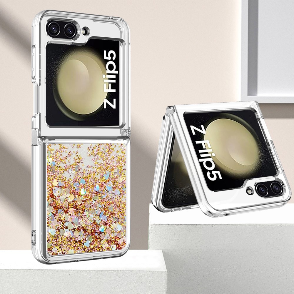 Glitter Powder TPU Skal Samsung Galaxy Z Flip 5 guld