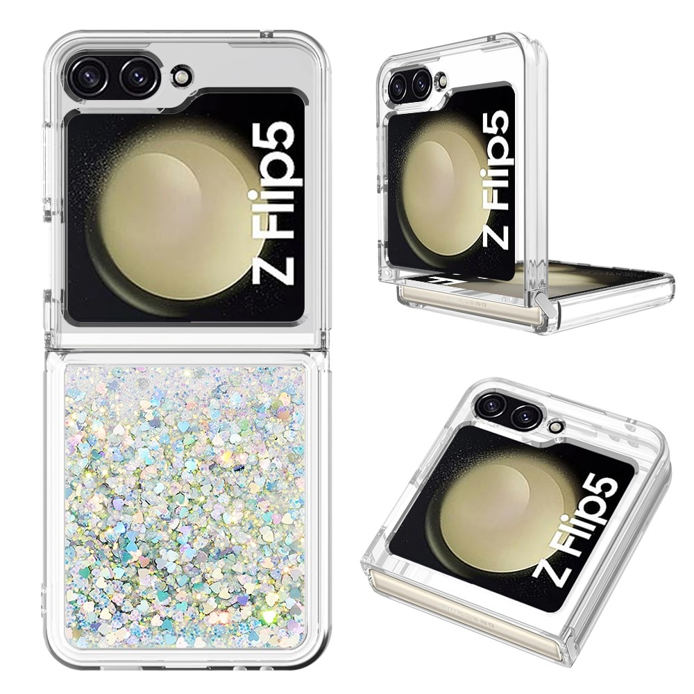 Glitter Powder TPU Skal Samsung Galaxy Z Flip 5 silver