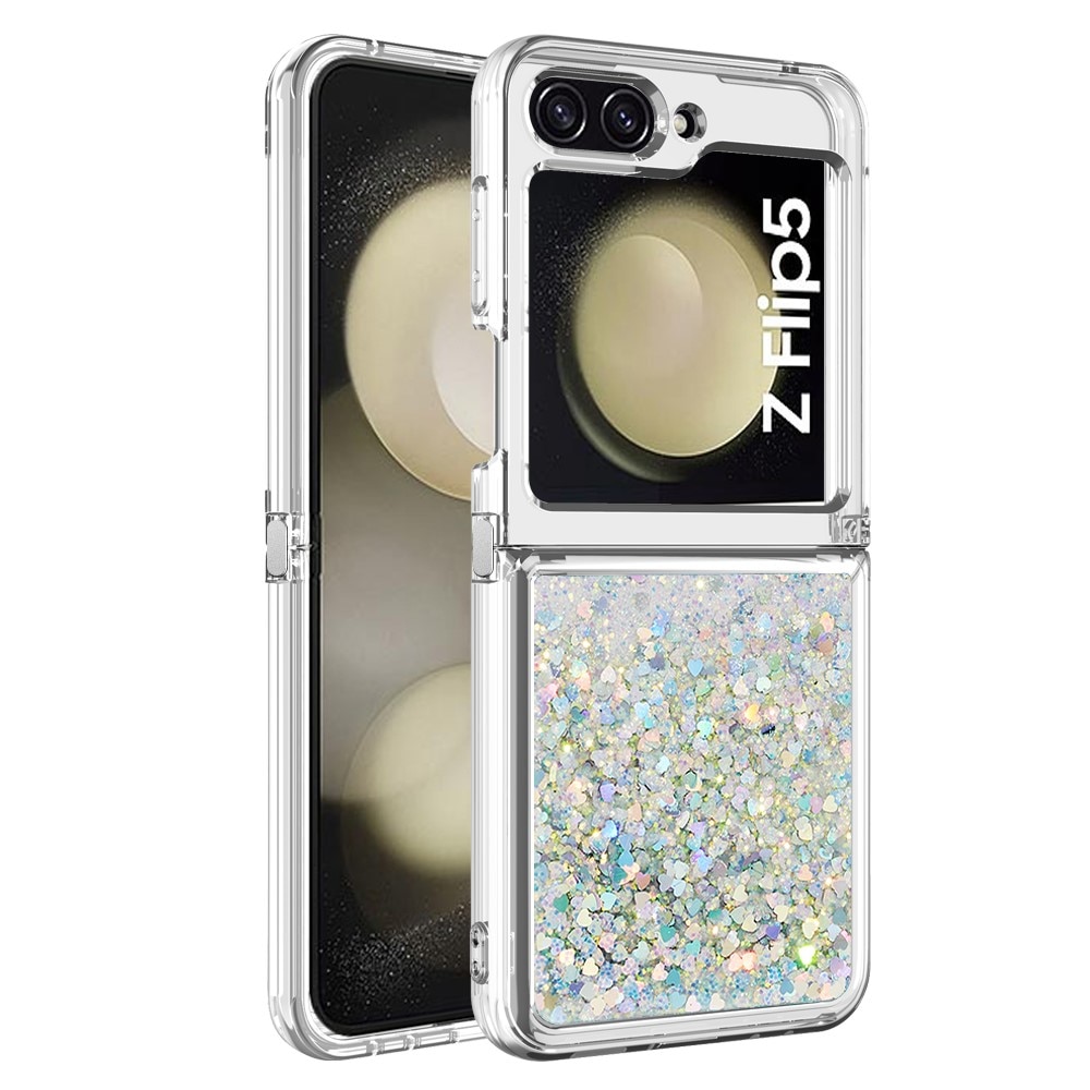 Glitter Powder TPU Skal Samsung Galaxy Z Flip 5 silver