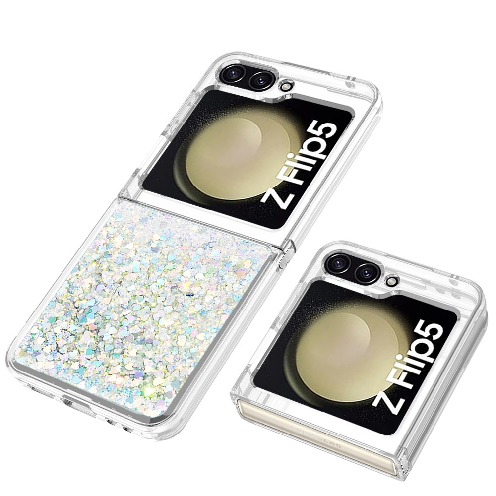 Glitter Powder TPU Skal Samsung Galaxy Z Flip 5 silver