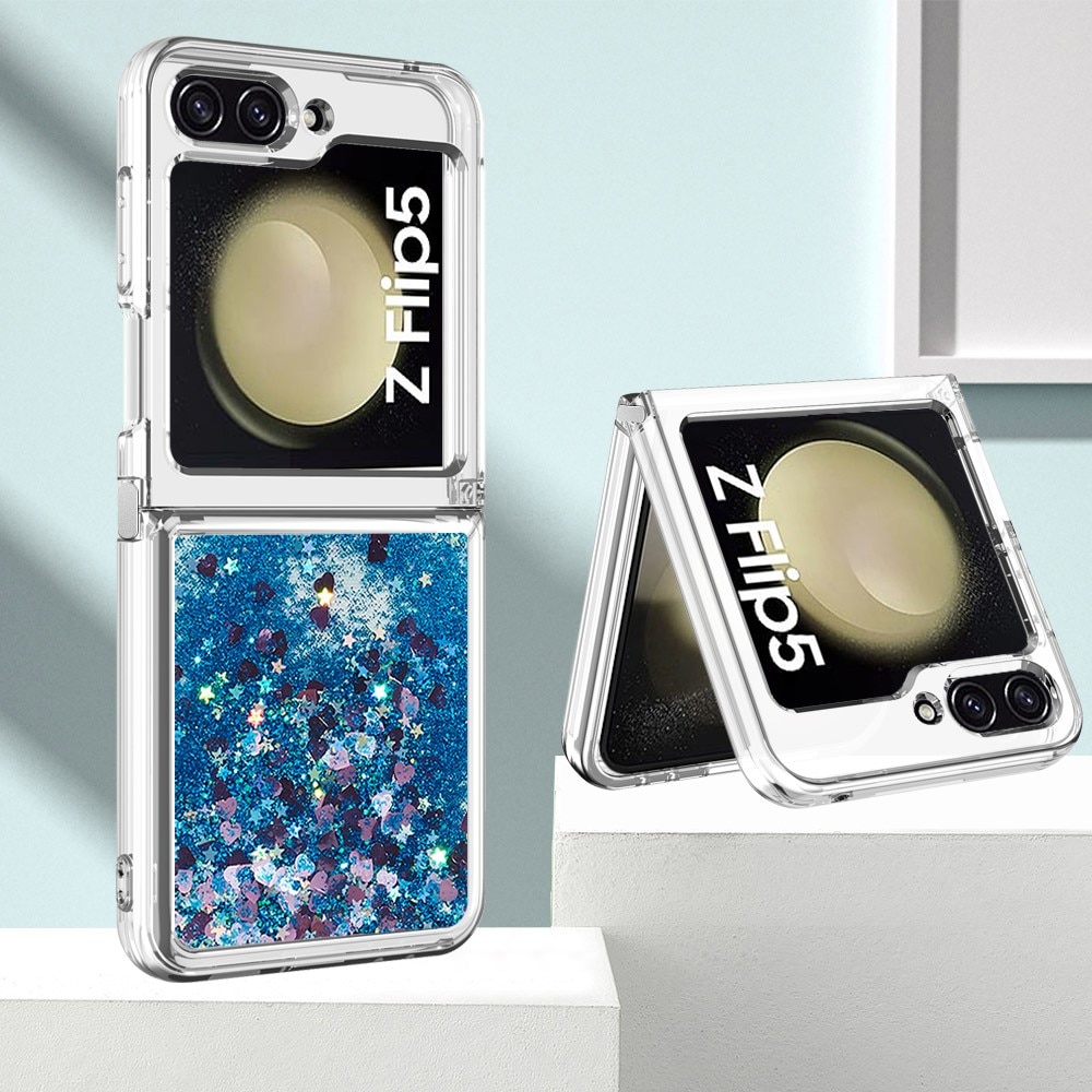 Glitter Powder TPU Skal Samsung Galaxy Z Flip 5 blå
