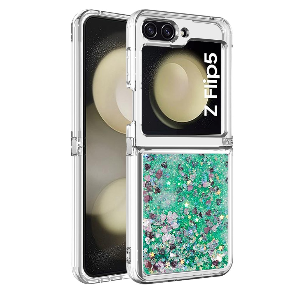 Glitter Powder TPU Skal Samsung Galaxy Z Flip 5 grön