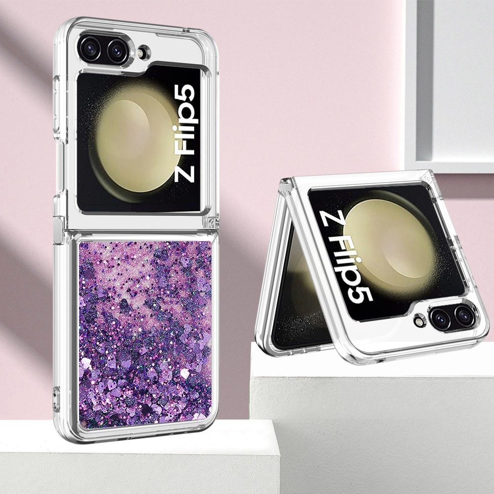 Glitter Powder TPU Skal Samsung Galaxy Z Flip 5 lila