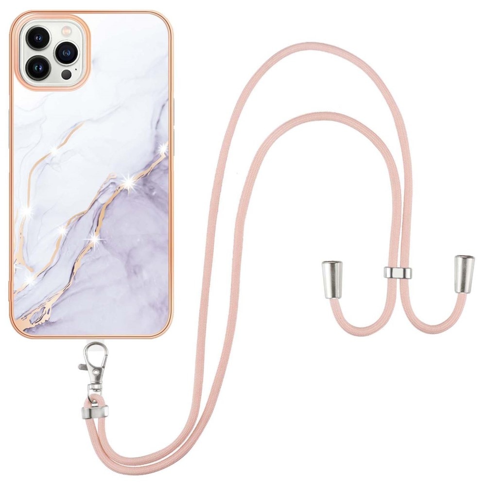 Skal Halsband iPhone 15 Pro vit marmor