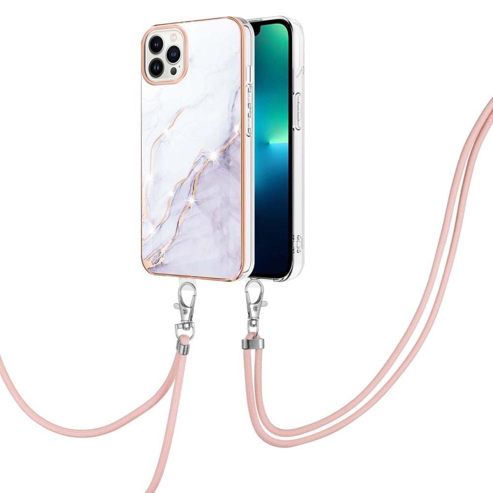 Skal Halsband iPhone 15 Pro vit marmor