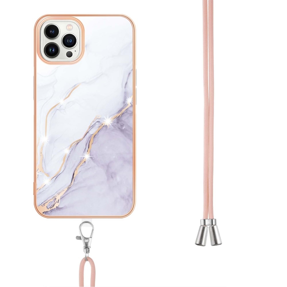 Skal Halsband iPhone 15 Pro vit marmor