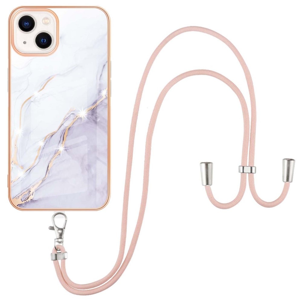 Skal Halsband iPhone 15 vit marmor