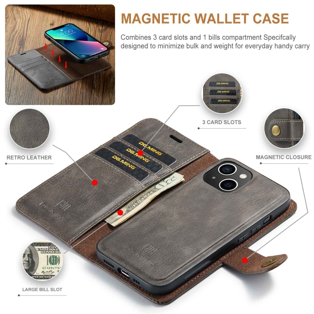 Magnet Wallet iPhone 15 Brown
