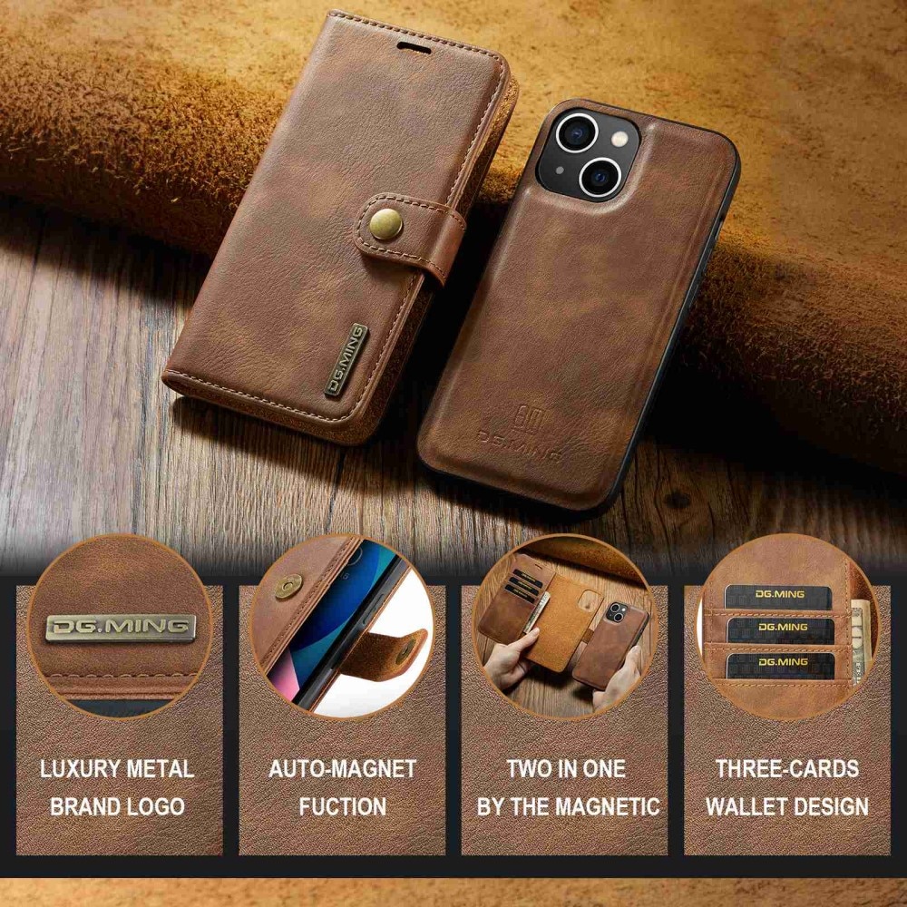 Magnet Wallet iPhone 15 Plus Cognac