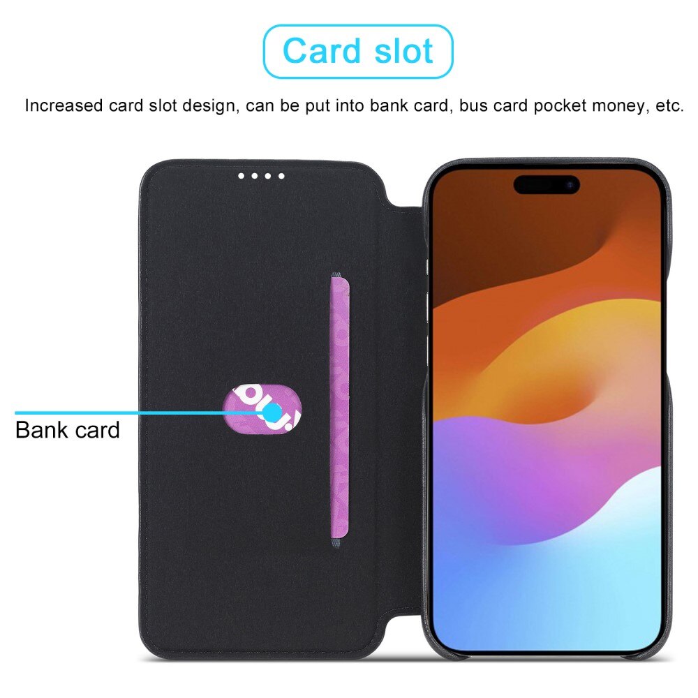 Slim Plånboksfodral iPhone 15 Plus svart
