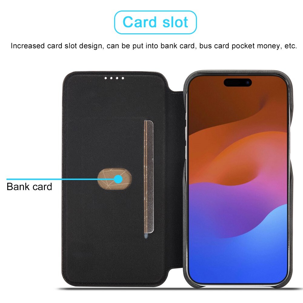 Slim Plånboksfodral iPhone 15 Pro Max svart