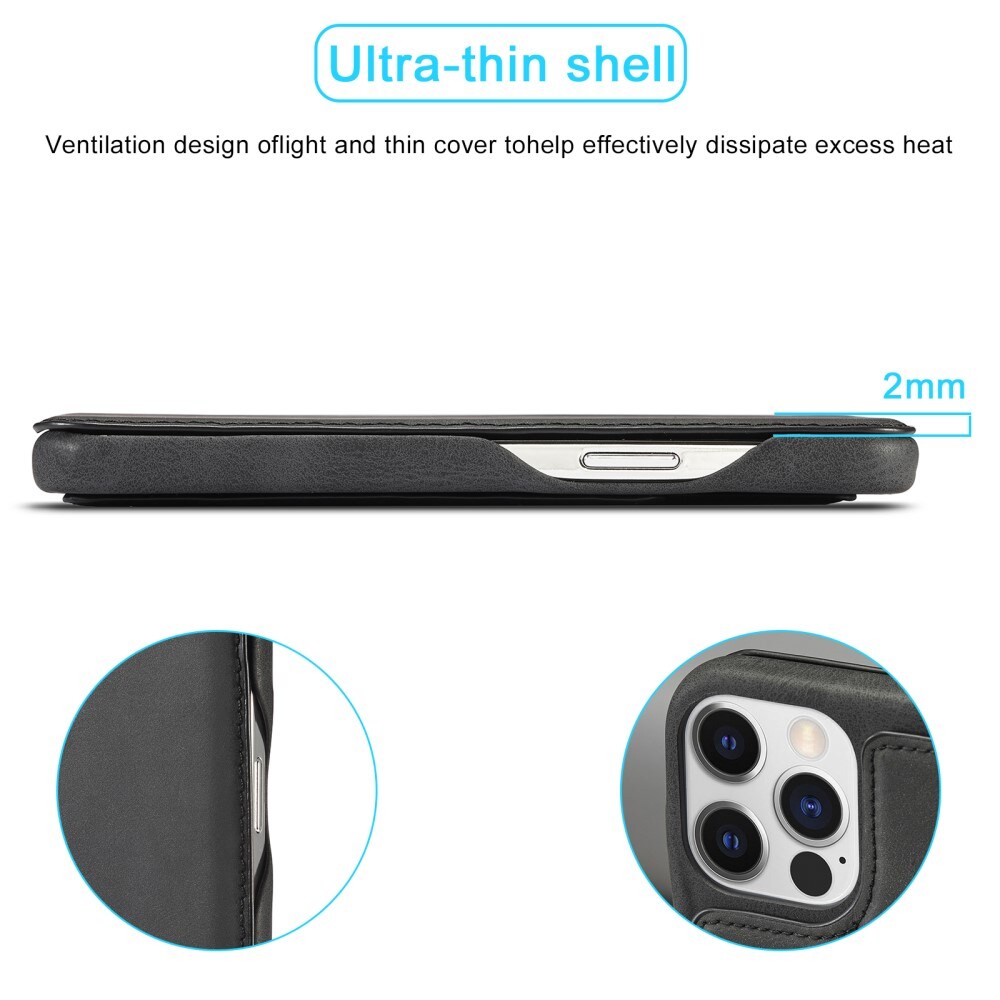 Slim Plånboksfodral iPhone 15 Pro Max svart