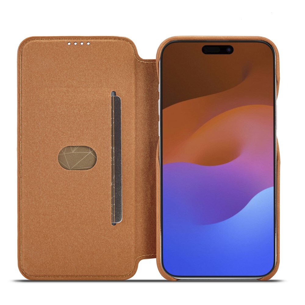 Slim Plånboksfodral iPhone 15 Pro Max cognac