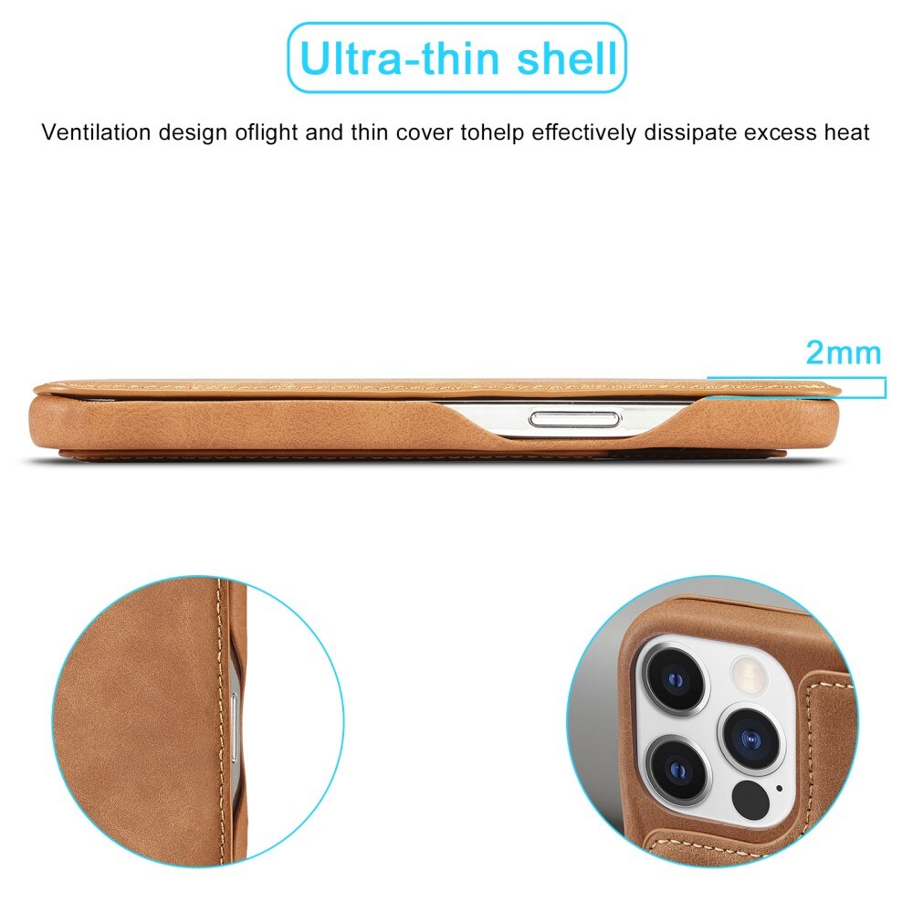 Slim Plånboksfodral iPhone 15 Pro Max cognac