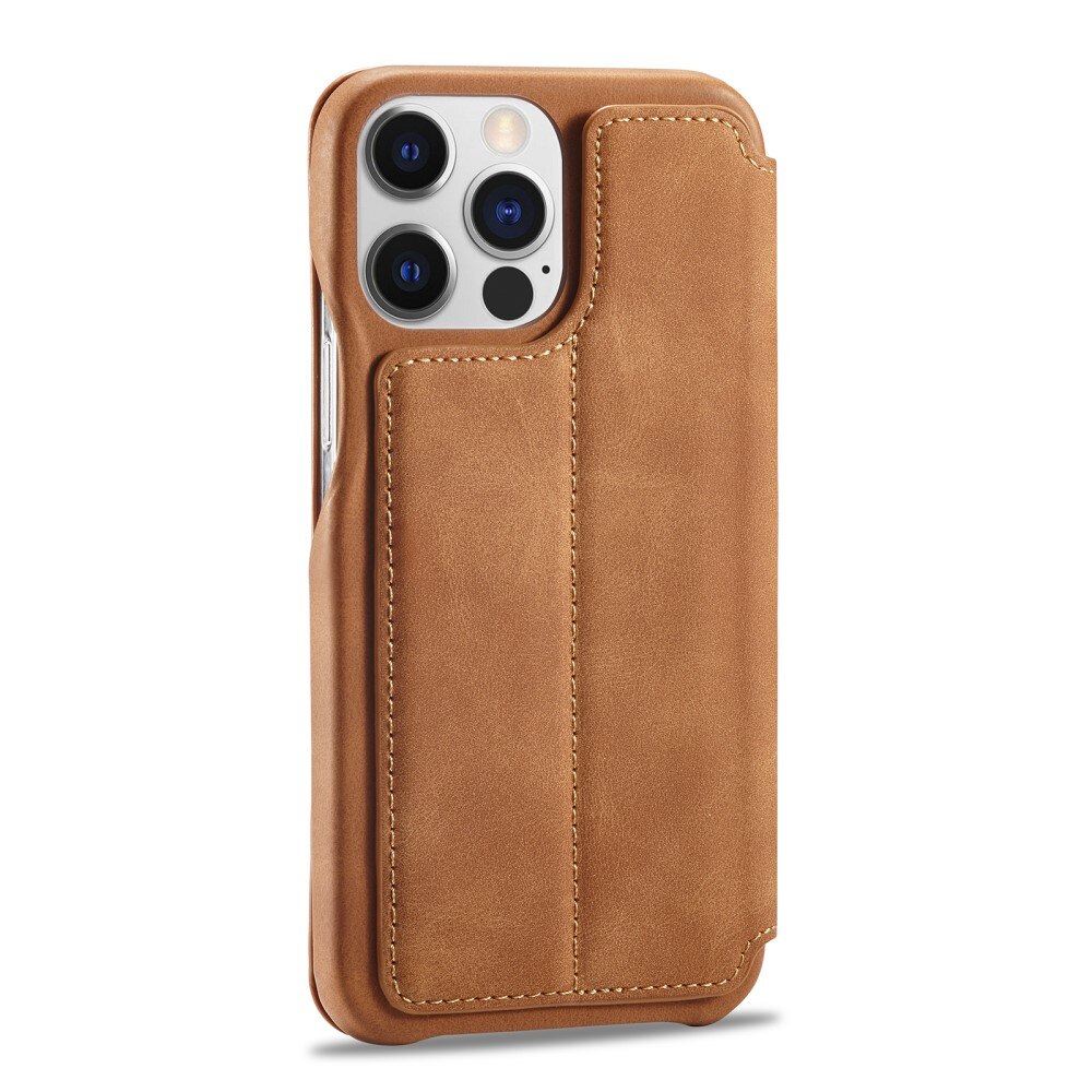 Slim Plånboksfodral iPhone 15 Pro cognac