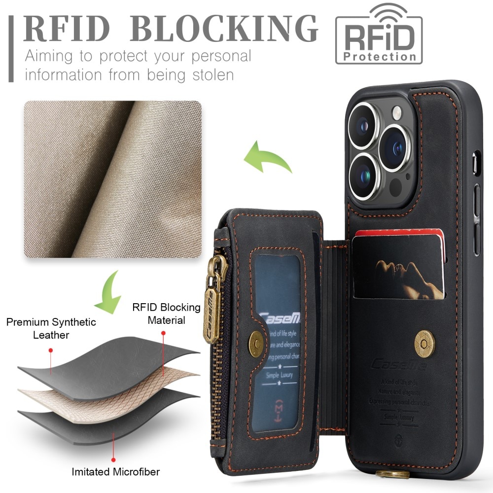 Multi-slot Skal RFID-skydd iPhone 15 Pro Max svart
