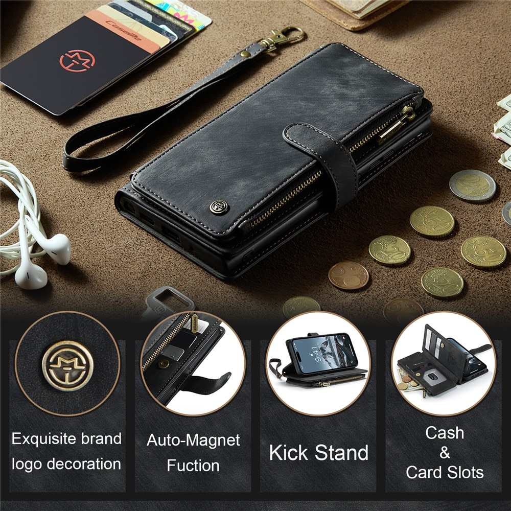 Zipper Plånboksfodral iPhone 15 Pro Max svart