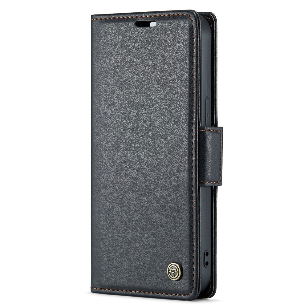 Slim Plånboksfodral RFID-skydd iPhone 15 svart