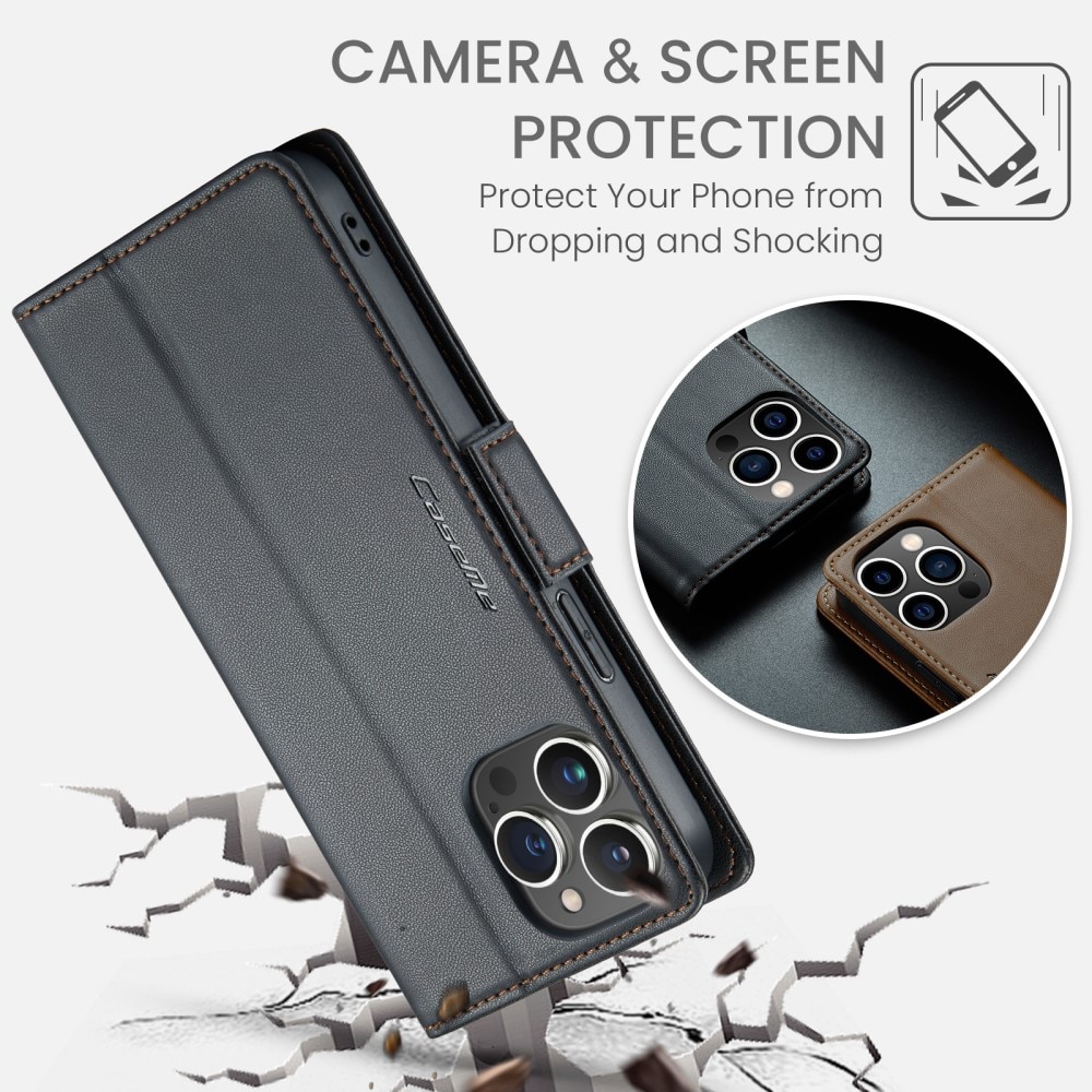 Slim Plånboksfodral RFID-skydd iPhone 15 Pro Max svart