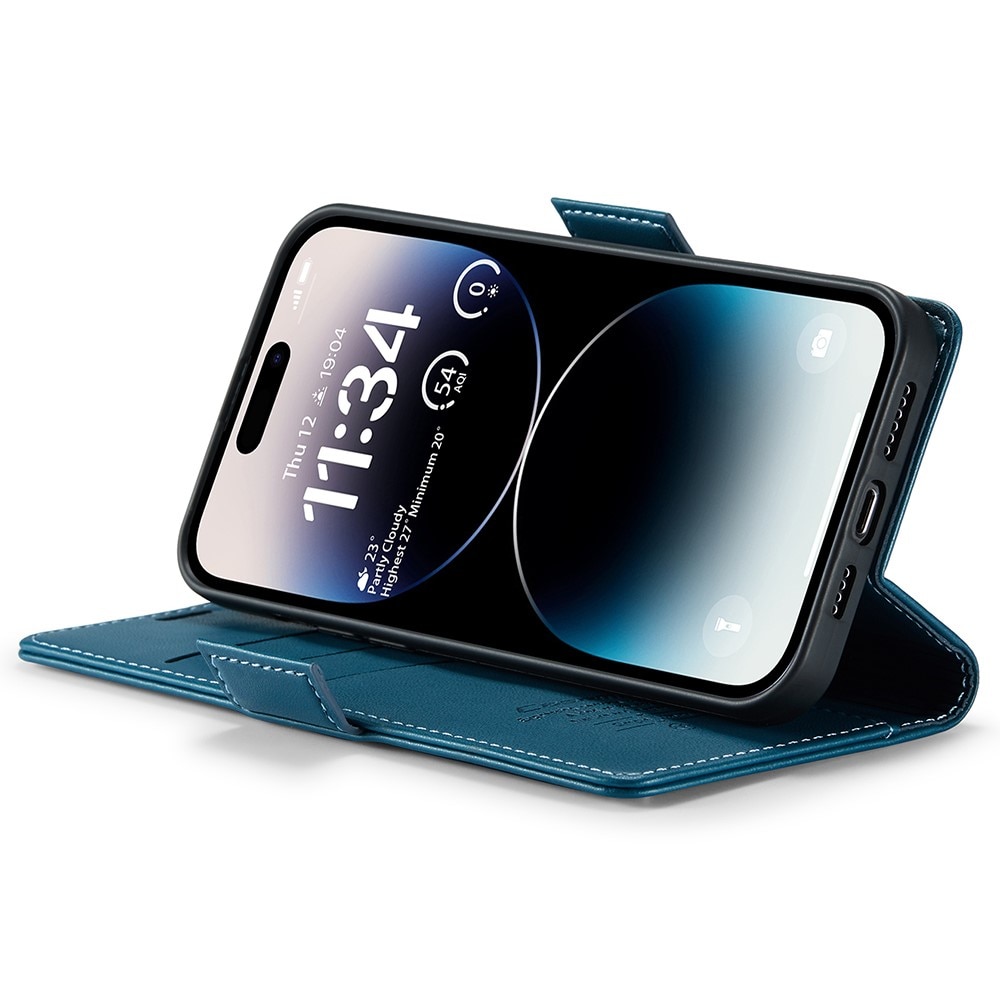 Slim Plånboksfodral RFID-skydd iPhone 15 Pro Max blå