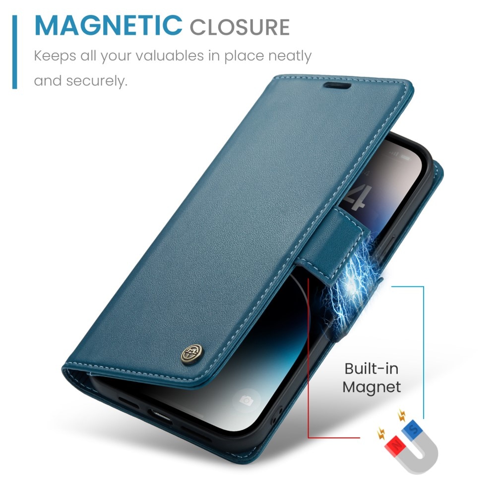 Slim Plånboksfodral RFID-skydd iPhone 15 Pro Max blå