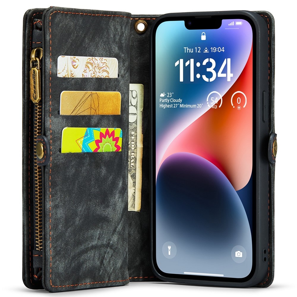 Multi-slot Plånboksfodral iPhone 15 Pro Max grå
