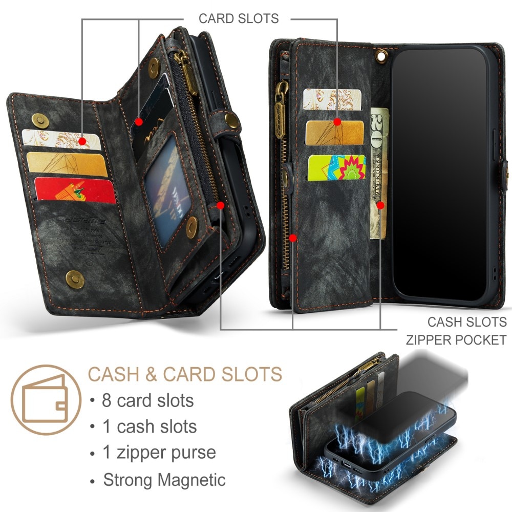 Multi-slot Plånboksfodral iPhone 15 Pro Max Grå