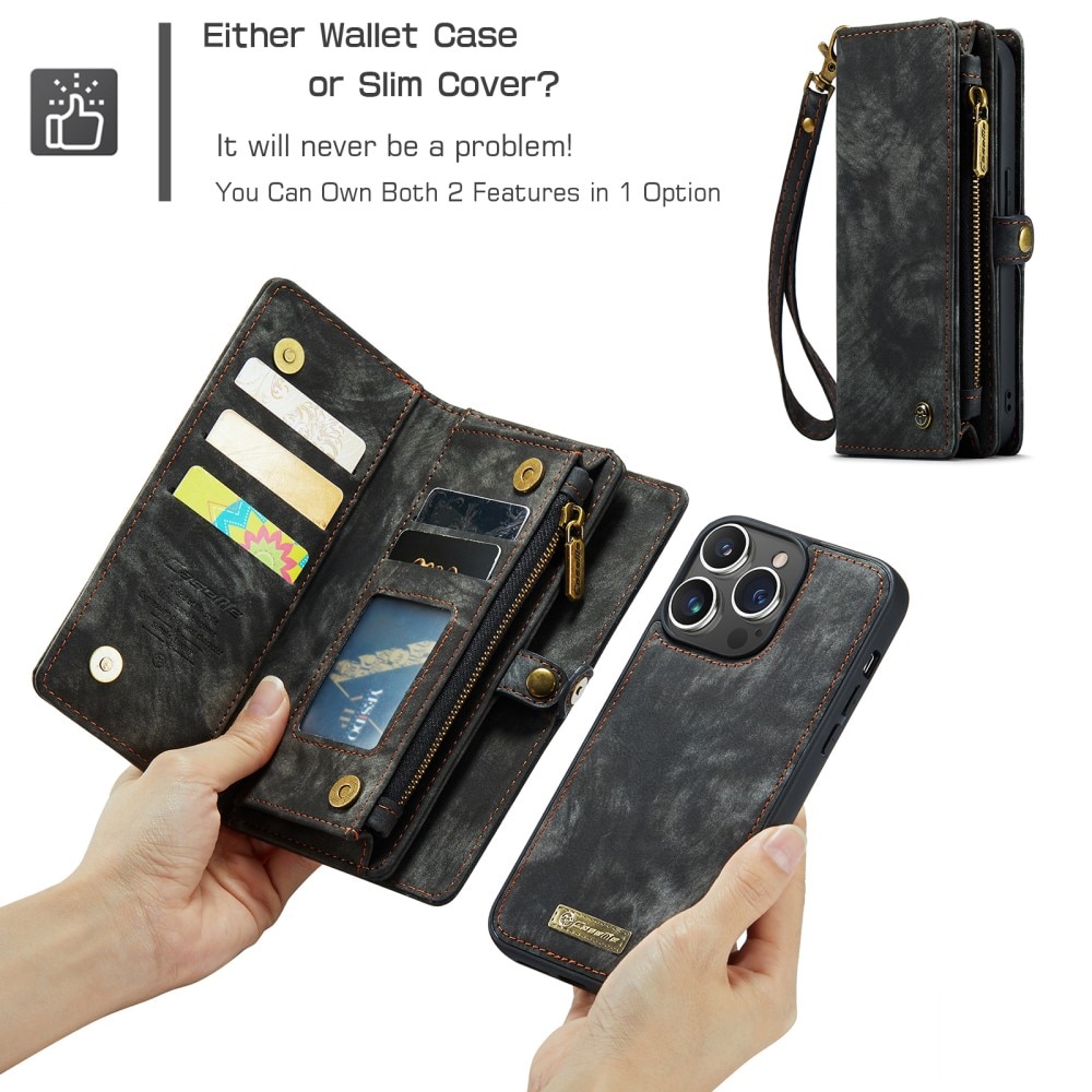 Multi-slot Plånboksfodral iPhone 15 Pro Max grå
