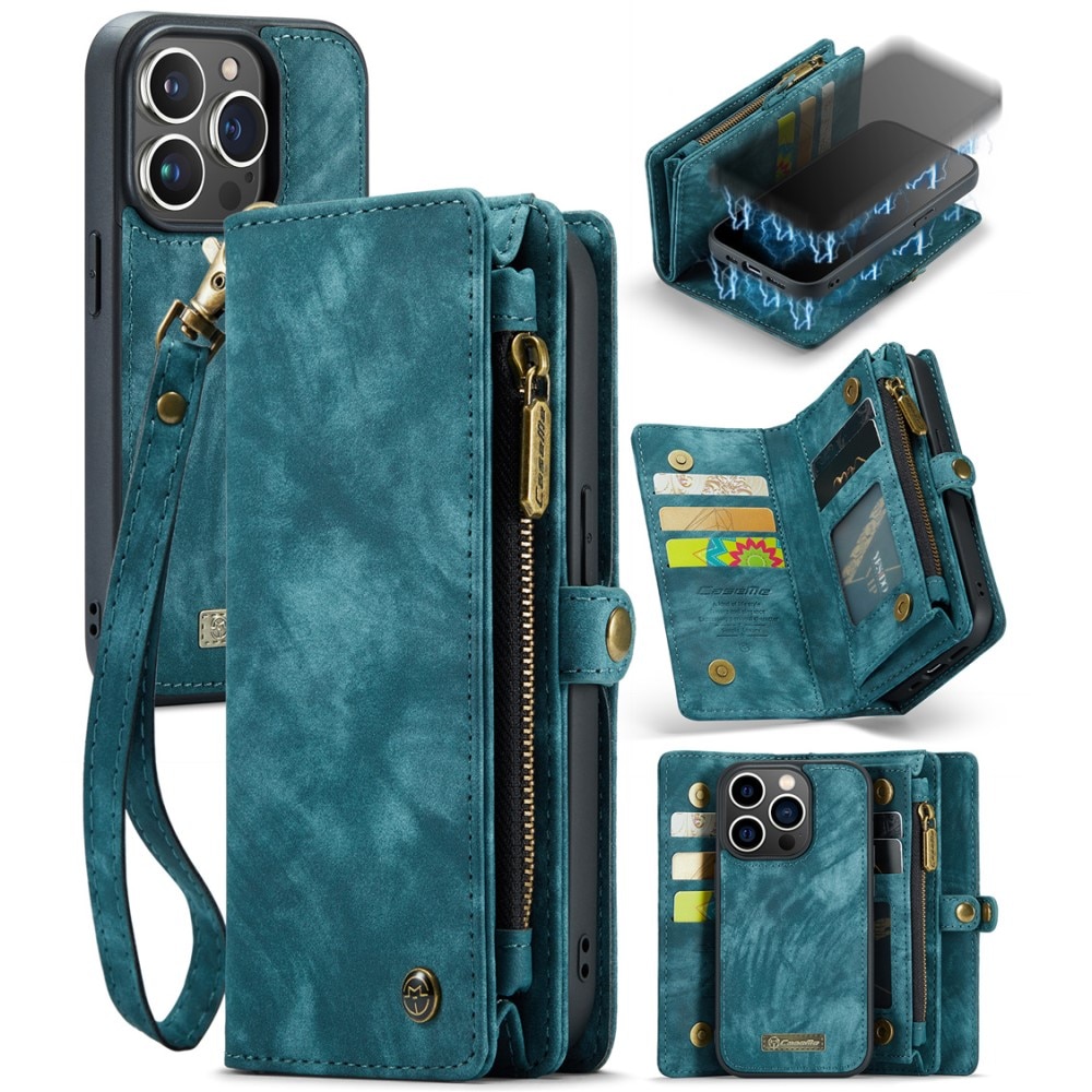 Multi-slot Plånboksfodral iPhone 15 Pro Max blå