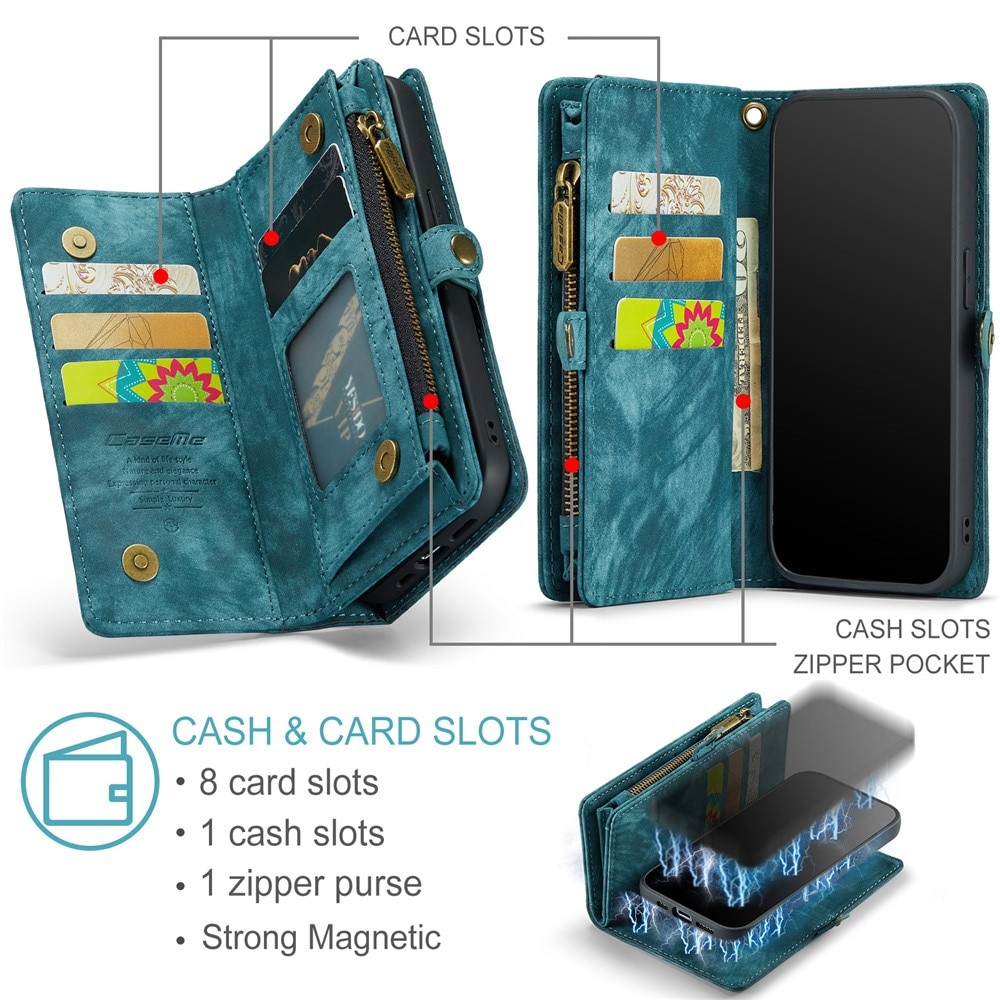 Multi-slot Plånboksfodral iPhone 15 Pro Max blå