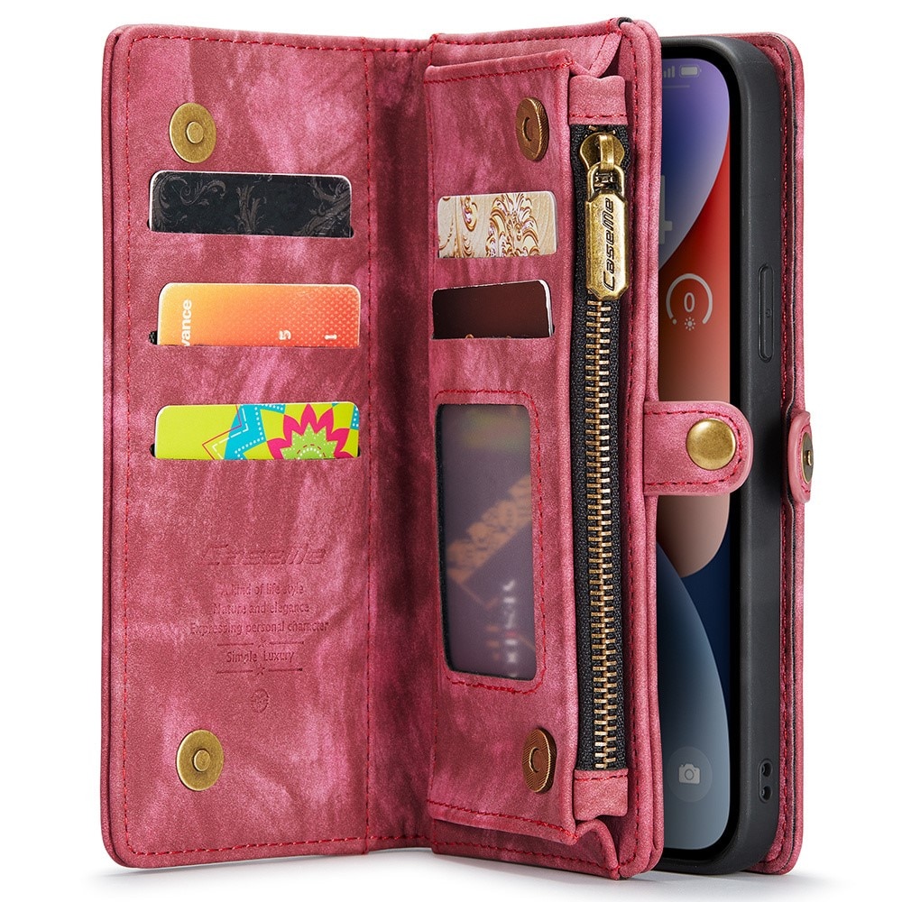 Multi-slot Plånboksfodral iPhone 15 Pro Max röd