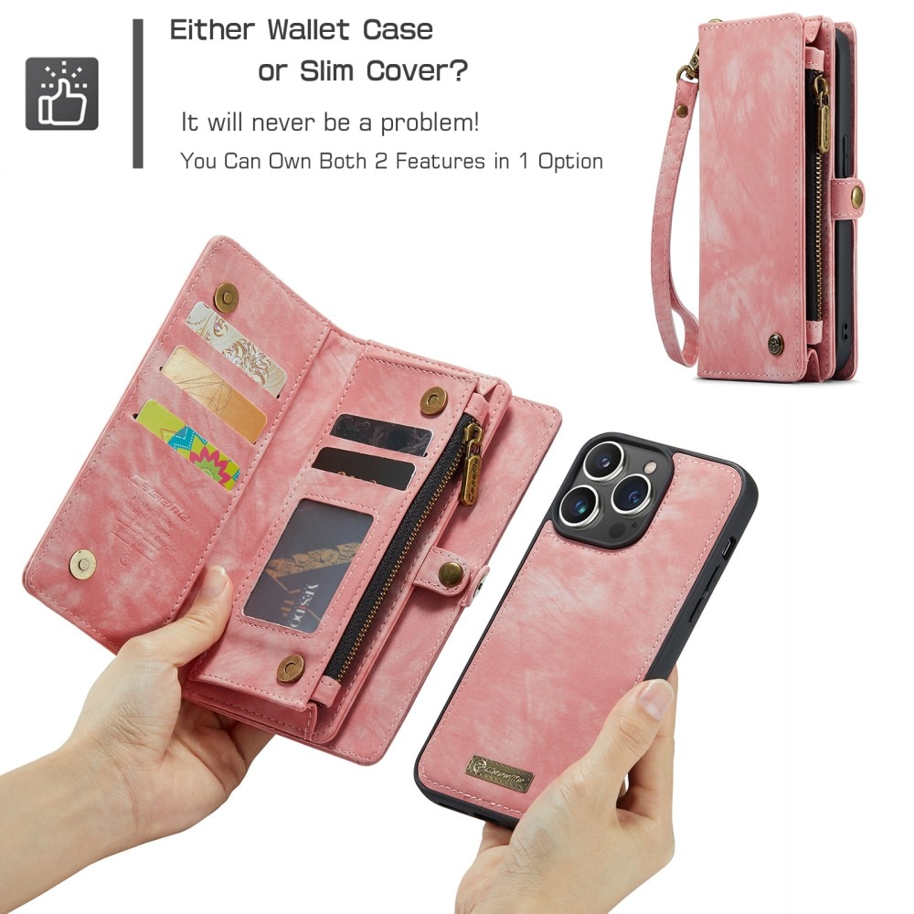 Multi-slot Plånboksfodral iPhone 15 Pro Max rosa