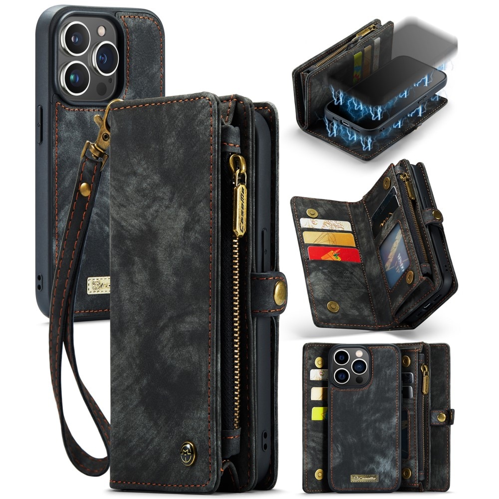 Multi-slot Plånboksfodral iPhone 15 Pro Grå