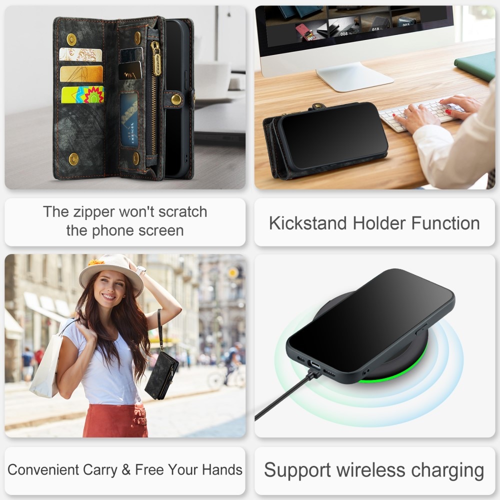Multi-slot Plånboksfodral iPhone 15 Pro Grå