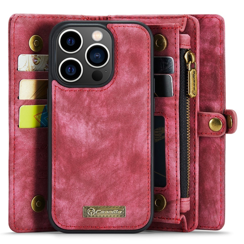 Multi-slot Plånboksfodral iPhone 15 Pro röd