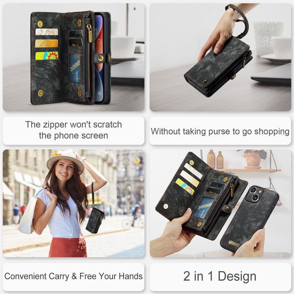 Multi-slot Plånboksfodral iPhone 15 Grå