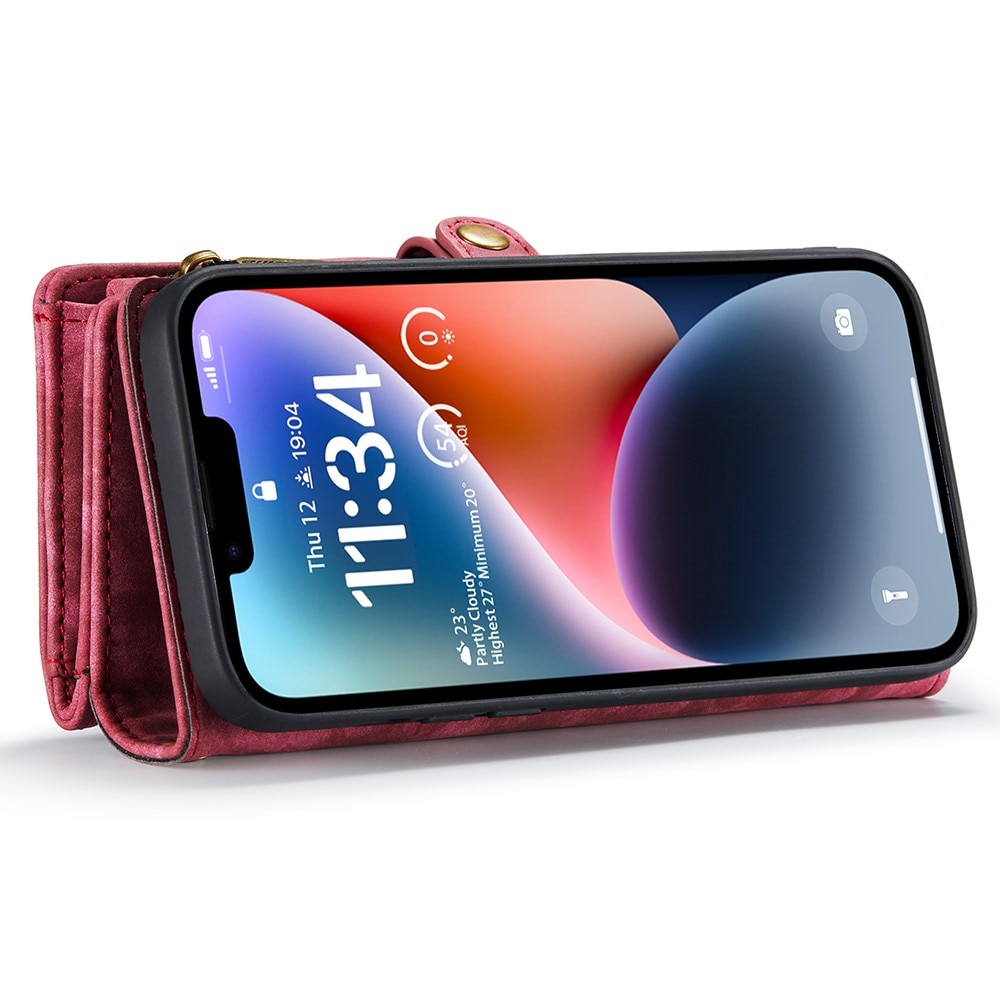 Multi-slot Plånboksfodral iPhone 15 röd