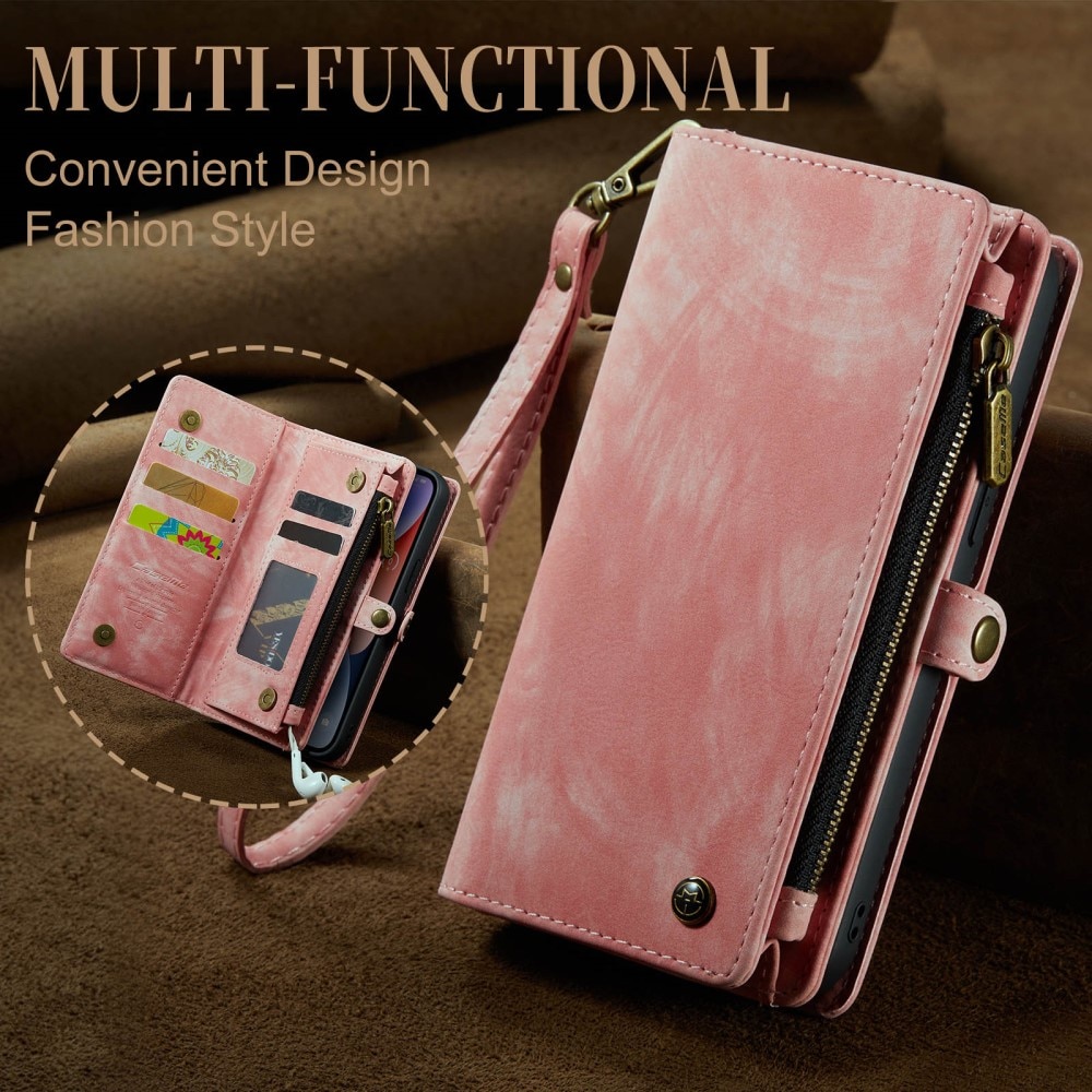 Multi-slot Plånboksfodral iPhone 15 Rosa