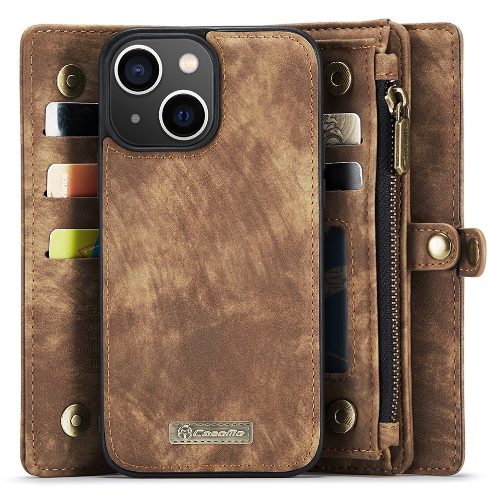 Multi-slot Plånboksfodral iPhone 15 Plus Brun