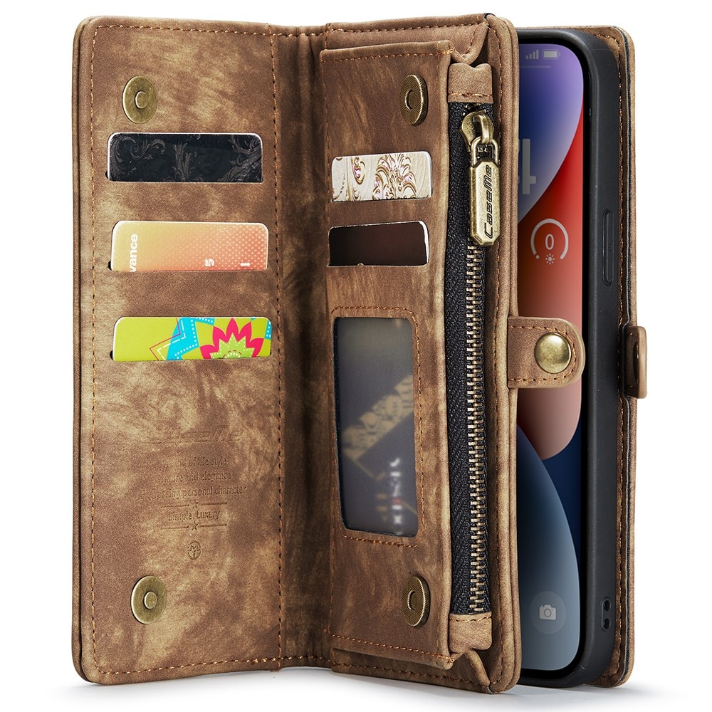 Multi-slot Plånboksfodral iPhone 15 Plus Brun