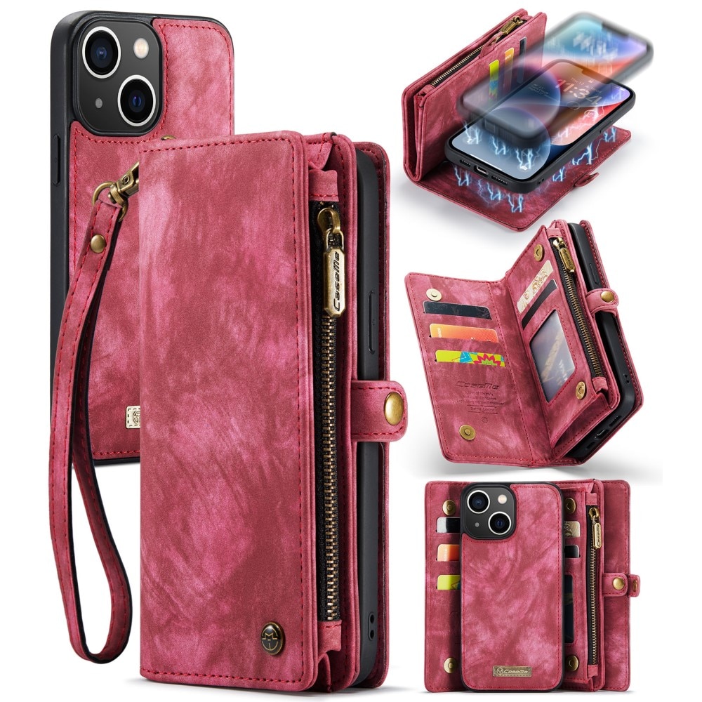 Multi-slot Plånboksfodral iPhone 15 Plus Röd